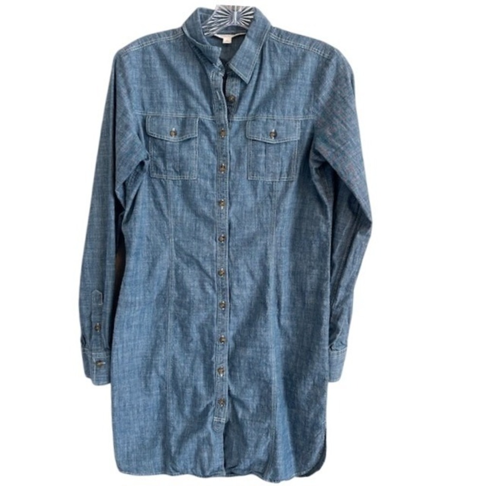 Brooks Brothers Women's Denim Long Sleeve Button Up Shirt Dress Cotton Size 6